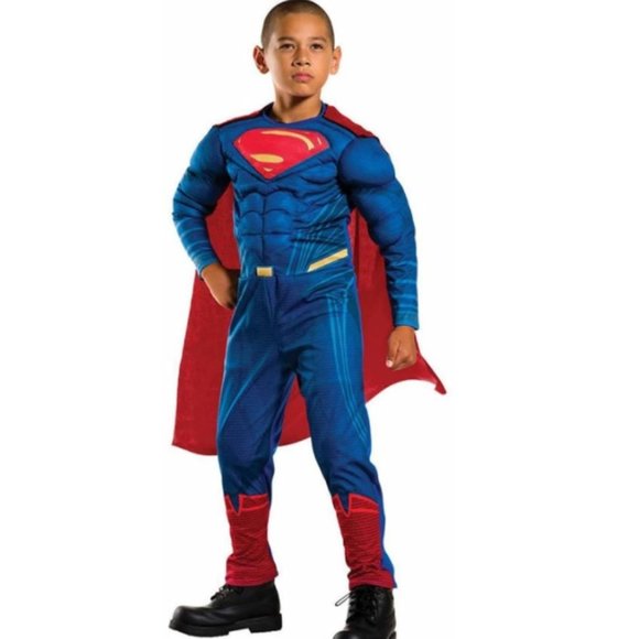 Boys SUPERMAN w Cape Muscle Costume MED 8/10 NWT
